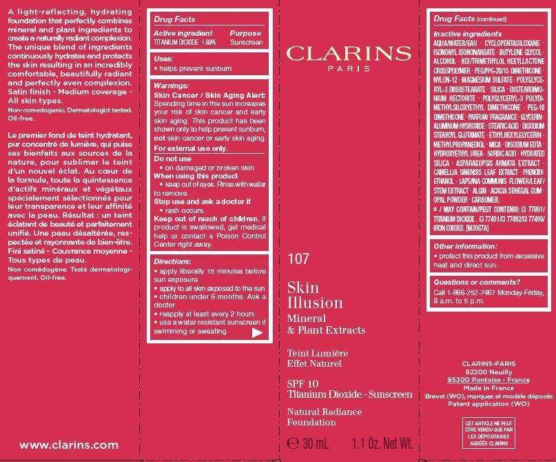 CLARINS Skin Illusion SPF 10 Natural Radiance Foundation Tint 107