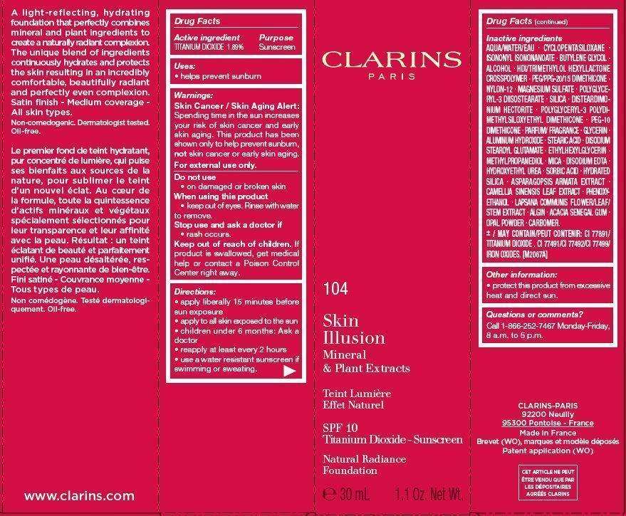 CLARINS Skin Illusion SPF 10 Natural Radiance Foundation Tint 104