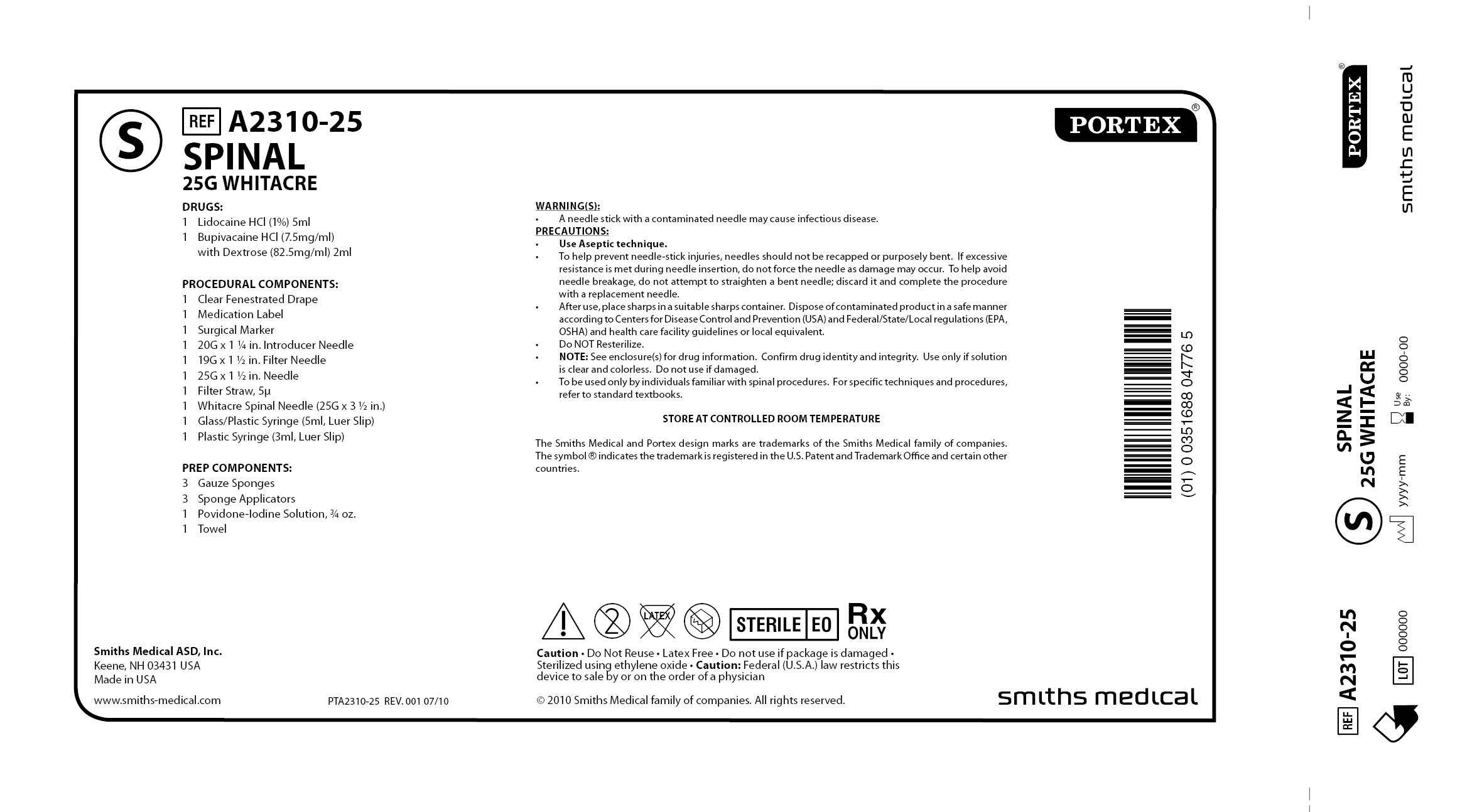 A2310-25 SPINAL 25G WHITACRE