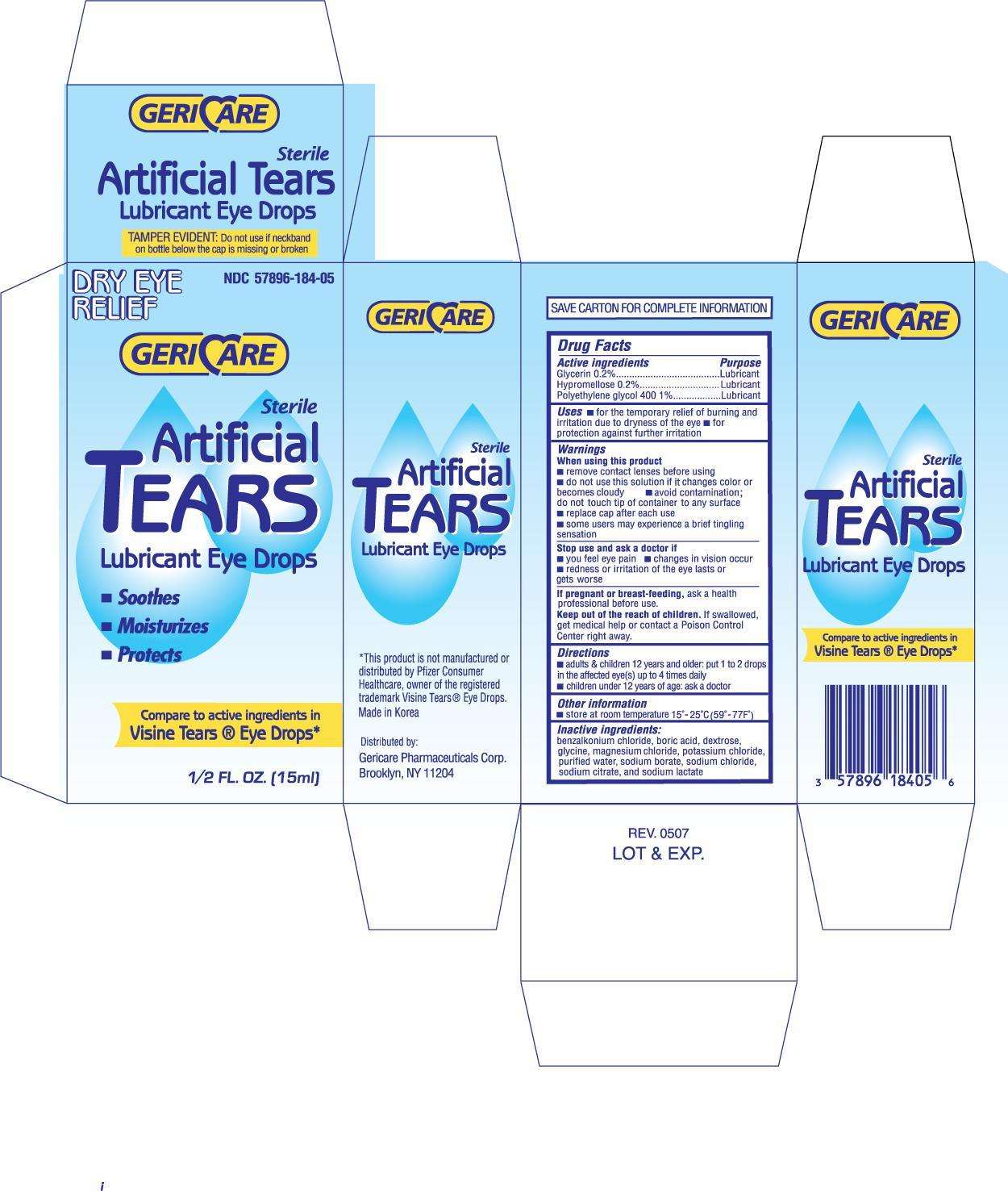 Gericare Artificial Tears Lubricant Eye