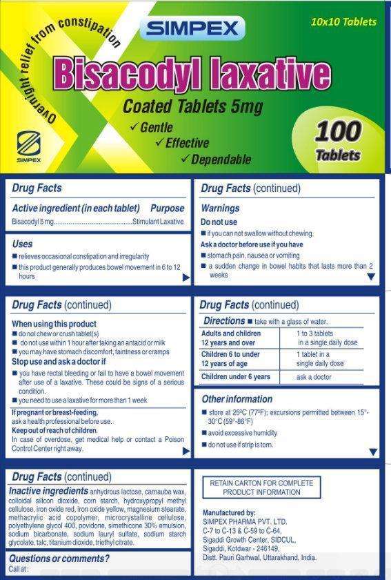 SIMPEX Bisacodyl laxative