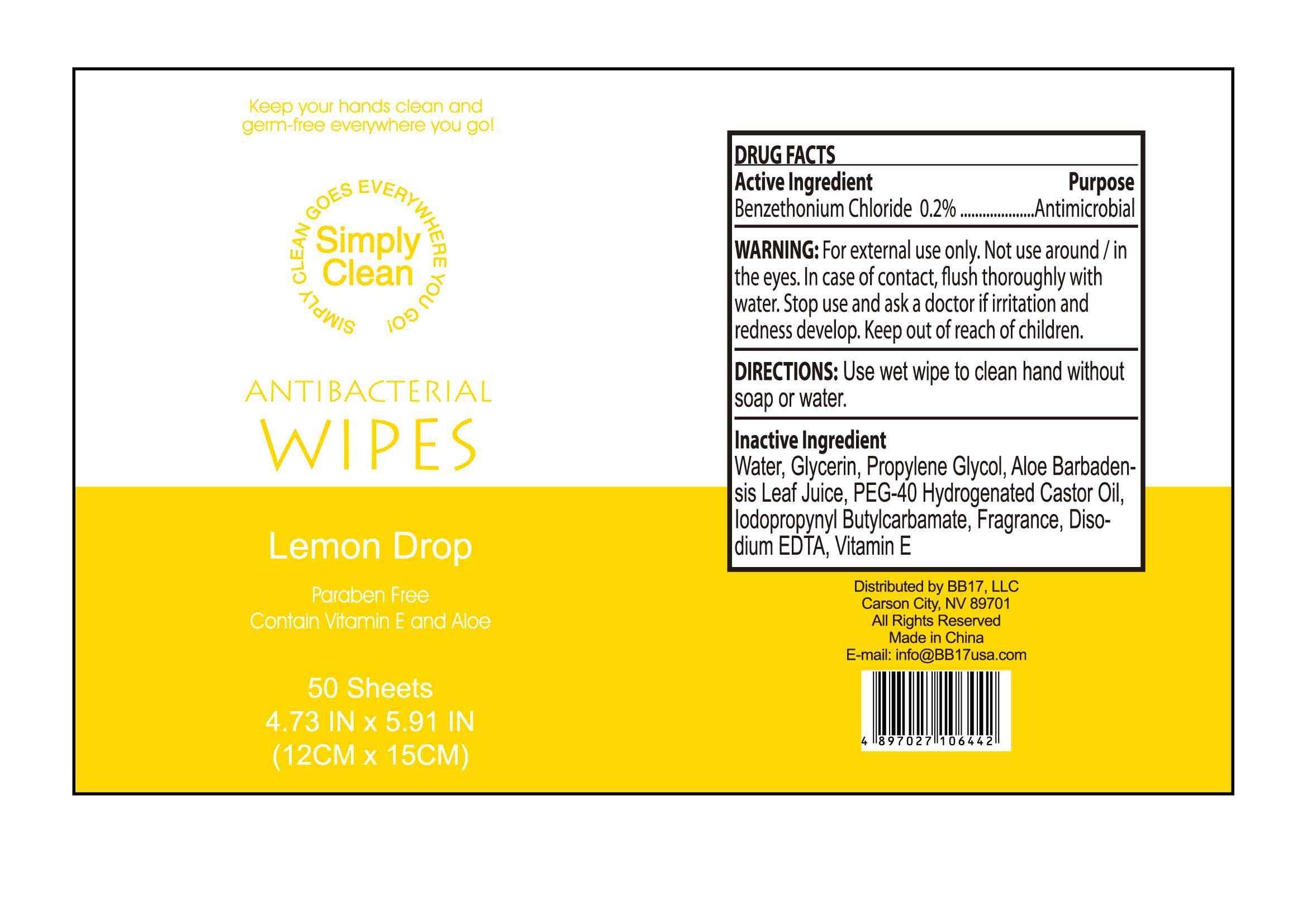 ANTIBACTERIAL WIPES Lemon Drop