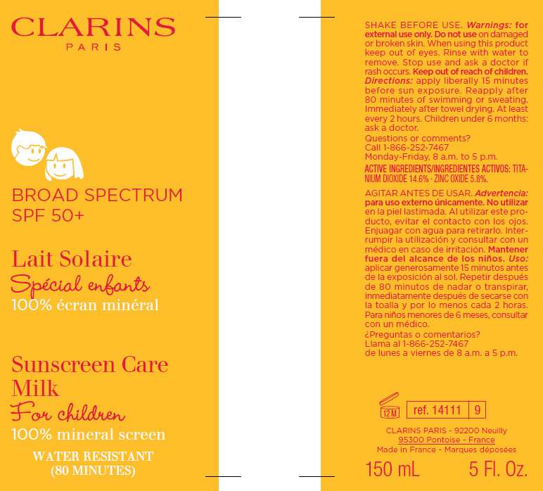 CLARINS BROAD SPECTRUM SPF 50 SUNSCREEN CARE MILK FOR CHILDREN