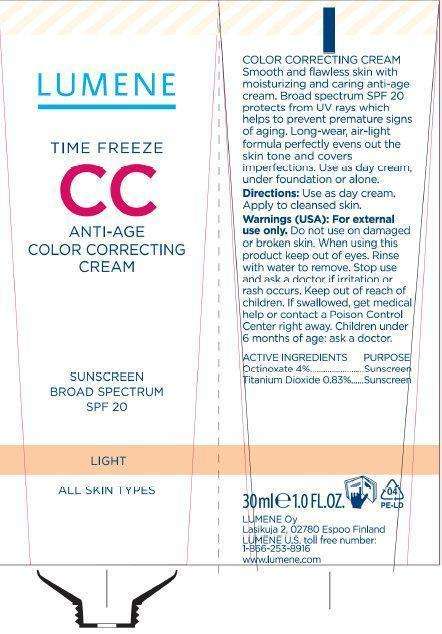 Lumene Time Freeze Anti-Age CC Color Correcting SPF 20 Sunscreen Broad Spectrum LIGHT