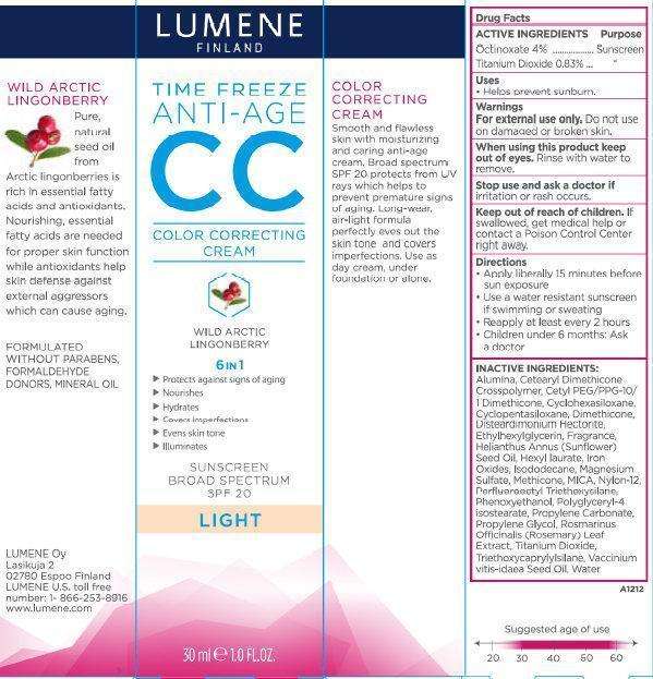 Lumene Time Freeze Anti-Age CC Color Correcting SPF 20 Sunscreen Broad Spectrum LIGHT