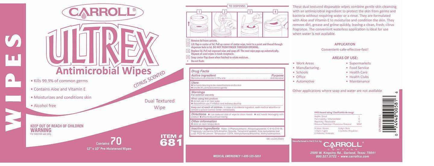 Carroll Ultrex Antimicrobial Wipes