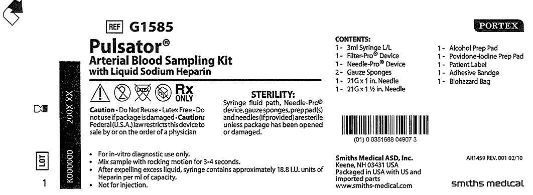 G1585 Pulsator Arterial Blood Sampling Kit with Liquid Sodium Heparin