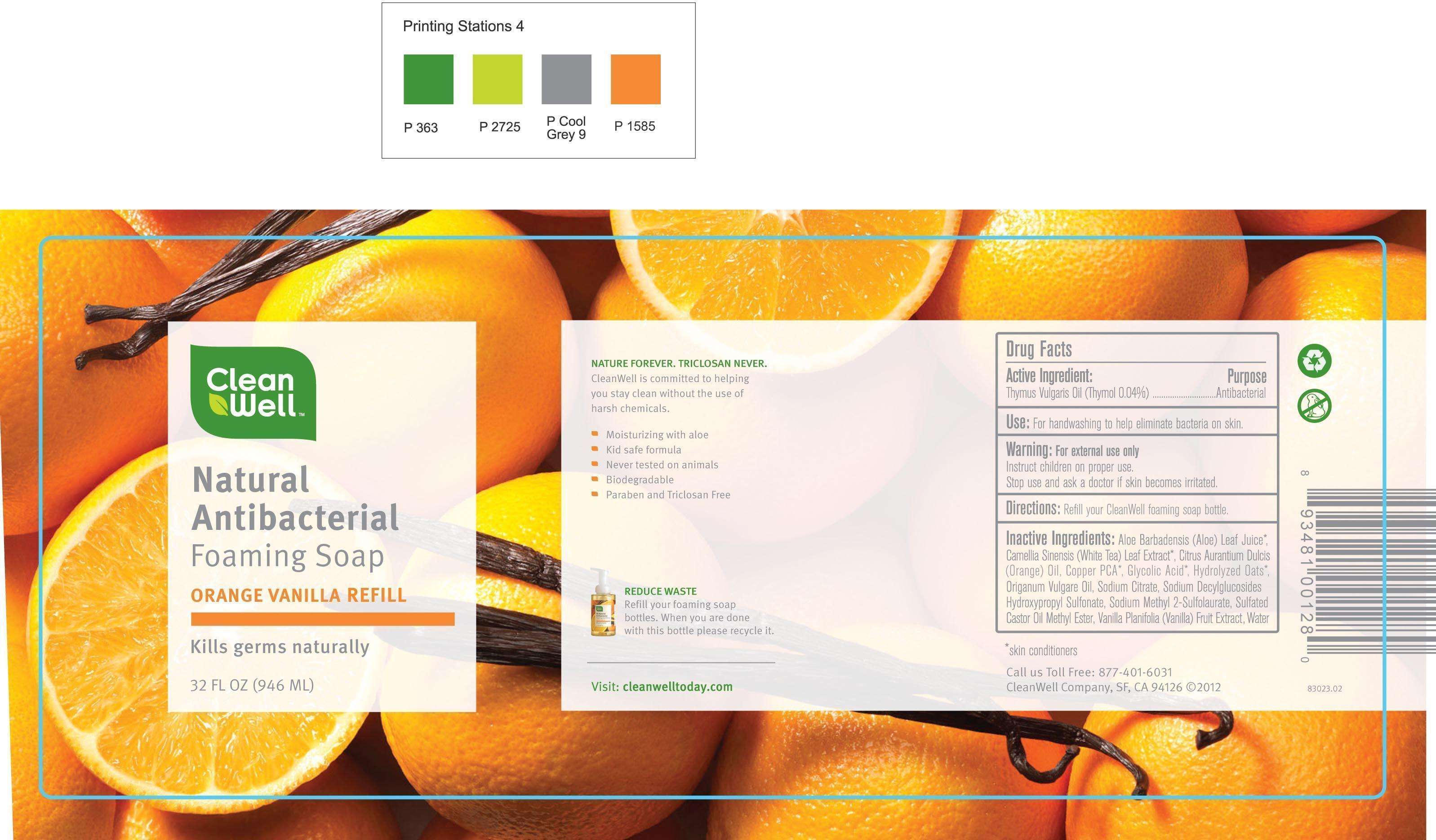CleanWell Natural Antibacterial Foaming Orange Vanilla