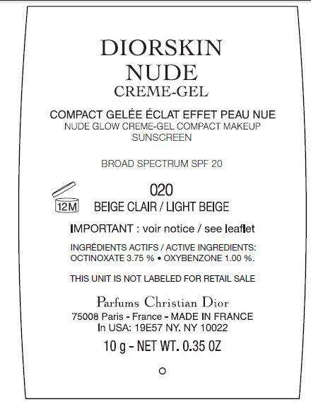 CD DIORSKIN NUDE CREME Nude Glow Creme Gel Compact Makeup Sunscreen Broad Spectrum SPF20 020