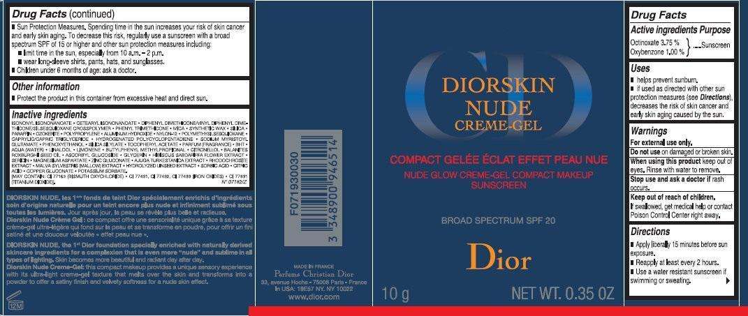 CD DIORSKIN NUDE CREME Nude Glow Creme Gel Compact Makeup Sunscreen Broad Spectrum SPF20 020