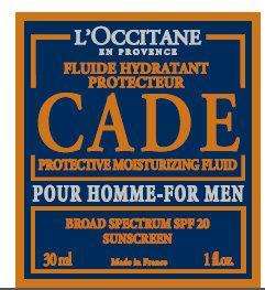 L OCCITANE CADE PROTECTIVE MOISTURIZING FLUID - FOR MEN BROAD SPECTRUM SPF 20 SUNSCREEN