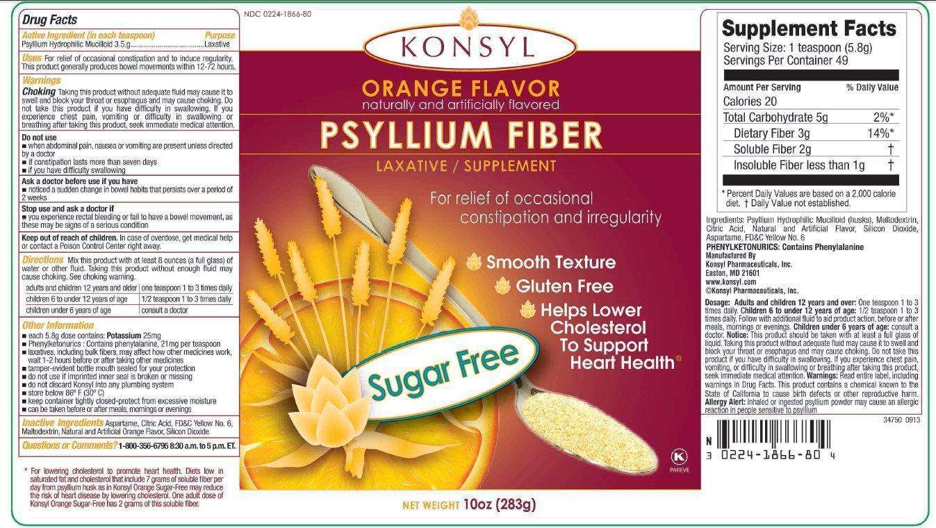 KONSYL Sugar Free Orange Flavor Psyllium Fiber