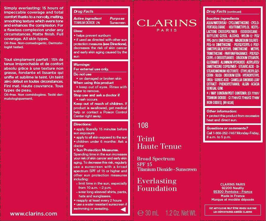 CLARINS Broad Spectrum SPF 15 Everlasting Foundation Tint 108