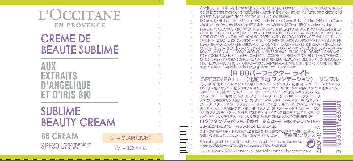 L OCCITANE SUBLIME BEAUTY  BB LIGHT SPF 30 Broad Spectrum Sunscreen