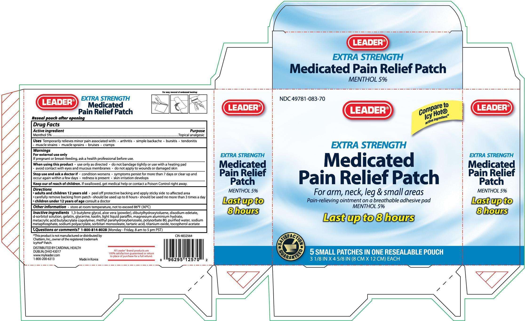 Leader Extra Strength Medicated Pain Relief Patch