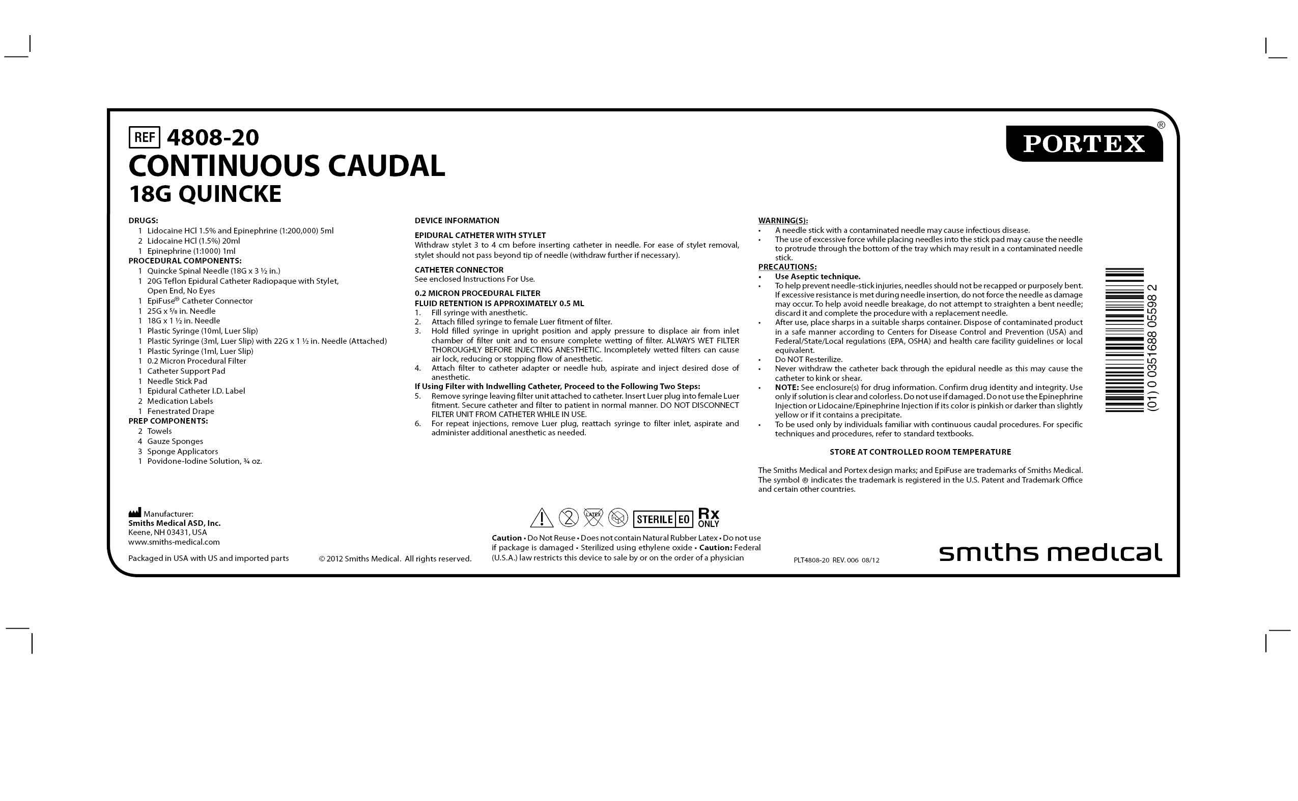 4808-20 CONTINUOUS CAUDAL 18G QUINCKE