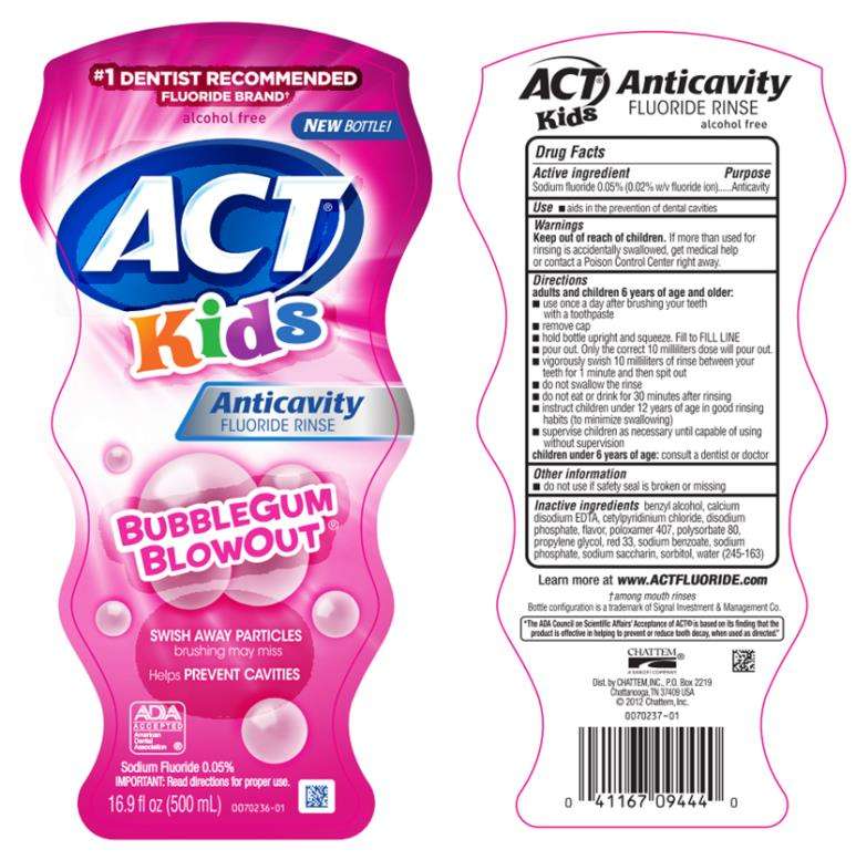 ACT Anticavity Fluoride Kids Bubblegum