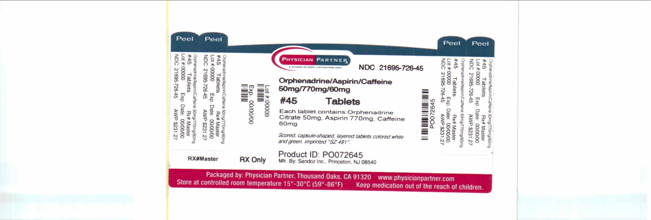Orphenadrine Citrate, Aspirin and Caffeine