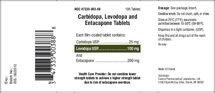 Carbidopa, levodopa and entacapone